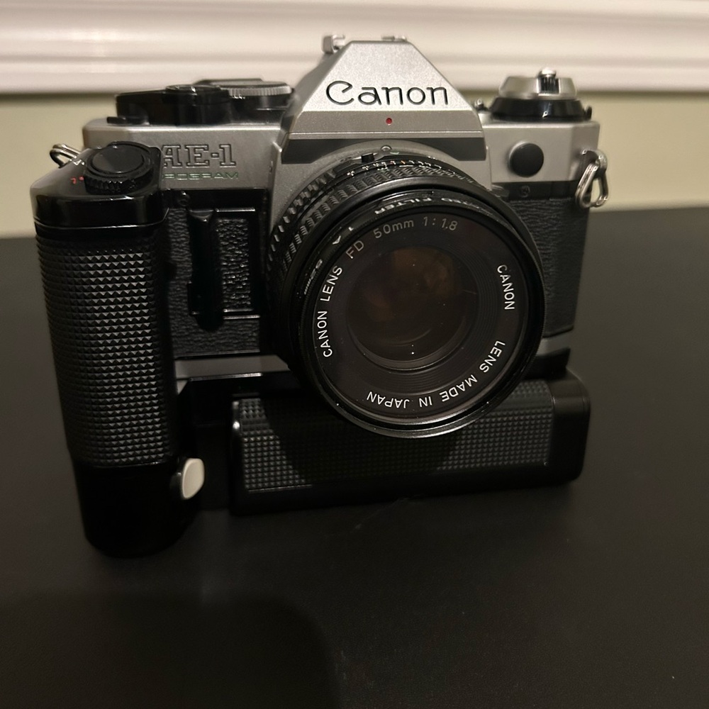 Canon AE-1 Program 35mm SLR Film Camera - Black/Silver